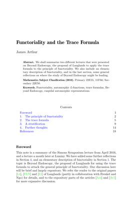 Functoriality and the Trace Formula