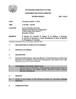 2019 10 17 REVISED Government Relations Committee