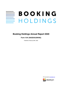Booking Holdings Annual Report 2020