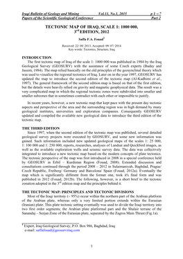 TECTONIC MAP of IRAQ, SCALE 1: 1000 000, 3Rd EDITION, 2012