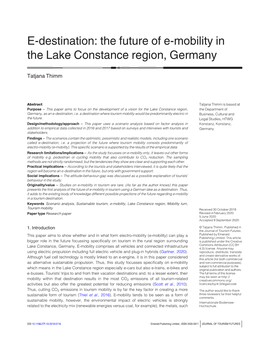E-Destination: the Future of E-Mobility in the Lake Constance Region, Germany