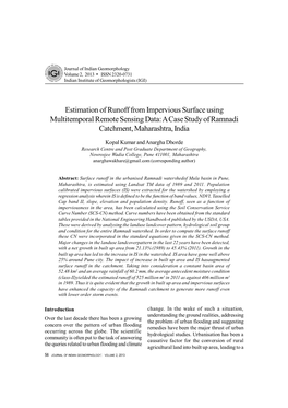 Estimation of Runoff from Impervious Surface Using Multitemporal Remote Sensing Data: a Case Study of Ramnadi Catchment, Maharashtra, India