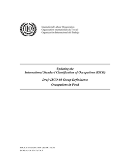 Draft ISCO-08 Group Definitions: Occupations in Food