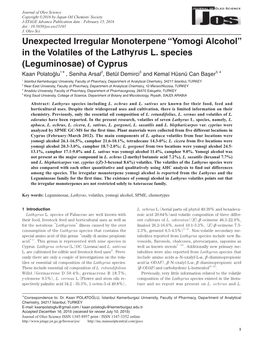 “Yomogi Alcohol” in the Volatiles of the Lathyrus L. Species