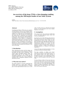 An Overview of the Large Tnos: a Fast-Changing Ranking Among the 100 Largest Bodies of Our Solar System