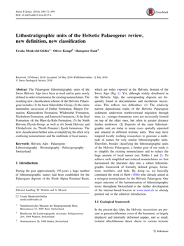 Lithostratigraphic Units of the Helvetic Palaeogene: Review, New Definition