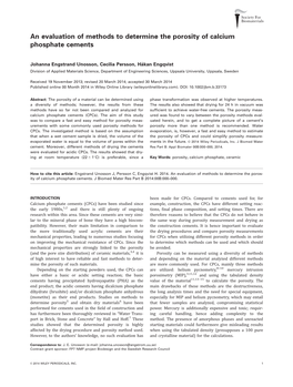 An Evaluation of Methods to Determine the Porosity of Calcium Phosphate Cements