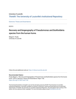 Recovery and Biogeography of Pseudomonas and Burkholderia Species from the Human Home