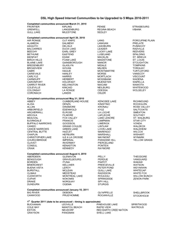DSL High Speed Internet Communities to Be Upgraded to 5 Mbps 2010-2011