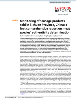 Monitoring of Sausage Products Sold in Sichuan Province, China