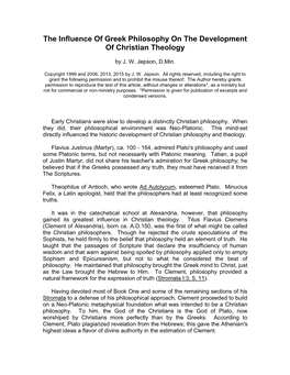 The Influence of Greek Philosophy on the Development of Christian Theology