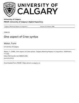 One Aspect of Cree Syntax