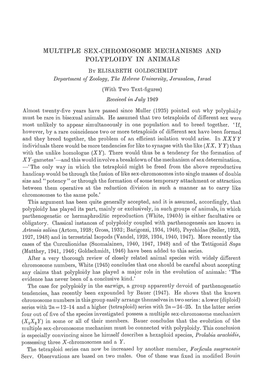 MULTIPLE SEX-Chromosome MECHANISMS and POLYPLOIDY in ANIMALS