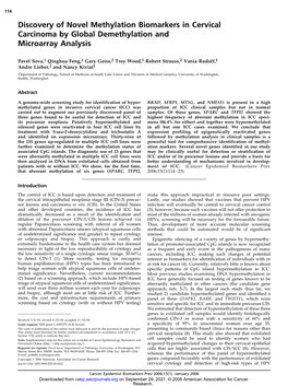 Discovery of Novel Methylation Biomarkers in Cervical Carcinoma by Global Demethylation and Microarray Analysis