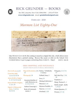 Mormon List 81