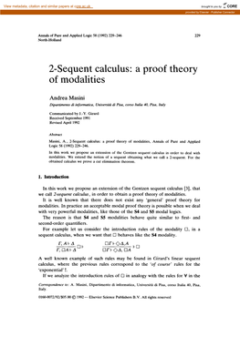 2-Sequent Calculus: a Proof Theory of Modalities