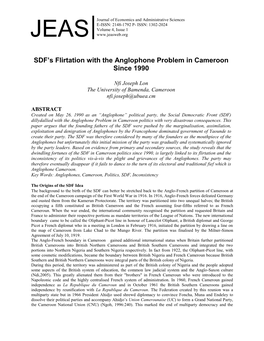 SDF's Flirtation with the Anglophone Problem in Cameroon Since 1990