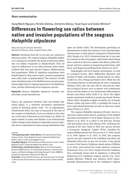 Differences in Flowering Sex Ratios Between Native and Invasive