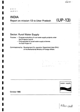 I I I I I I I I I I I I I Uttar Pradesh Rural Water Supply Project