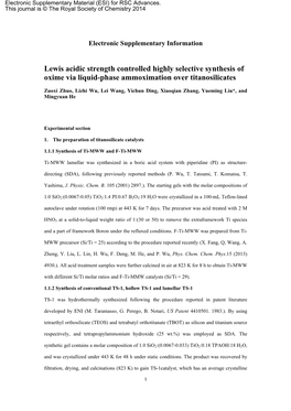 Lewis Acidic Strength Controlled Highly Selective Synthesis of Oxime Via Liquid-Phase Ammoximation Over Titanosilicates