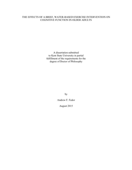 The Effects of a Brief, Water-Based Exercise Intervention on Cognitive Function in Older Adults