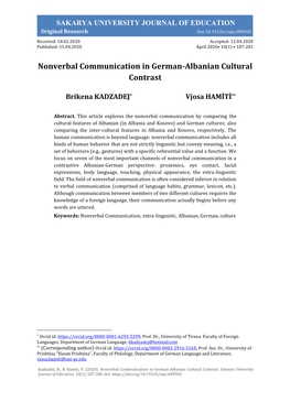 Nonverbal Communication in German-Albanian Cultural Contrast