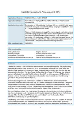 Habitats Regulations Assessment (HRA)