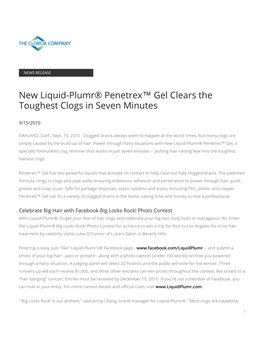 New Liquid-Plumr® Penetrex™ Gel Clears the Toughest Clogs in Seven Minutes