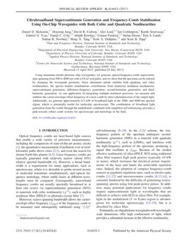 Ultrabroadband Supercontinuum Generation and Frequency-Comb Stabilization Using On-Chip Waveguides with Both Cubic and Quadratic Nonlinearities