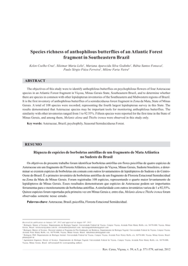 Species Richness of Anthophilous Butterflies of an Atlantic Forest Fragment in Southeastern Brazil 571