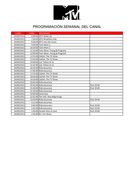 Programación Semanal Del Canal