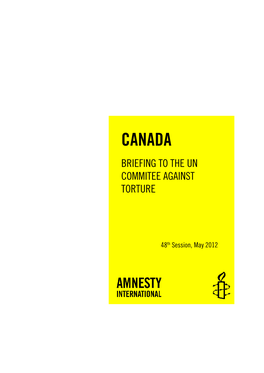 Canada Briefing to the Un Commitee Against Torture