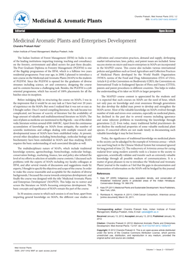 Medicinal Aromatic Plants and Enterprises Development Chandra Prakash Kala*