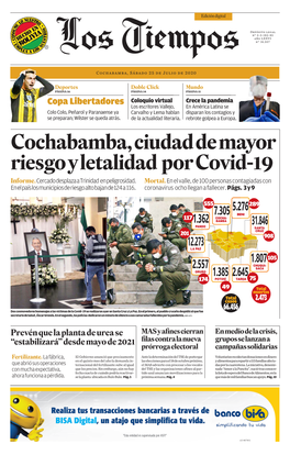 Cochabamba, Ciudad De Mayor Riesgo Y Letalidad Por Covid-19 Informe