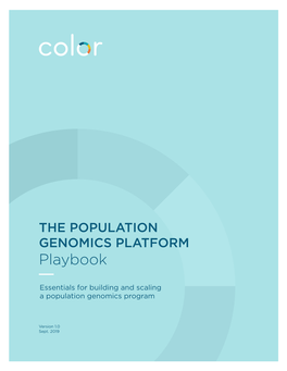 THE POPULATION GENOMICS PLATFORM Playbook