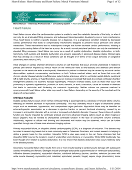 Heart Failure: Heart Disease and Heart Failure: Merck Veterinary Manual Page 1 of 12