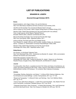 List of Publications