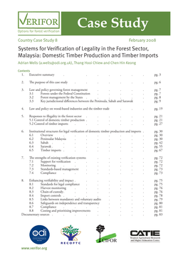 Systems for Verification of Legality in the Forest Sector, Malaysia