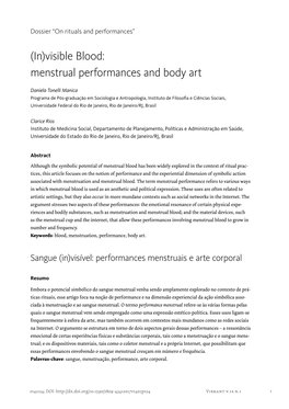 (In)Visible Blood: Menstrual Performances and Body Art