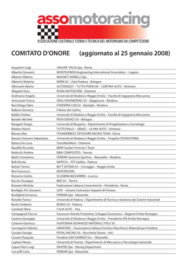 COMITATO D'onore (Aggiornato Al 25 Gennaio 2008)