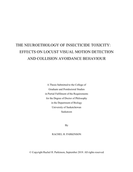 The Neuroethology of Insecticide Toxicity: Effects on Locust Visual Motion Detection and Collision Avoidance Behaviour