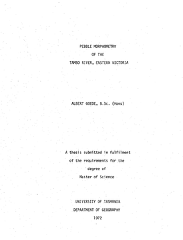 Pebble Morphometry of the Tambo River, Eastern Victoria