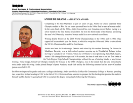 Andre De Grasse - Athletics Award