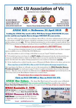 ANZAC DAY — Melbourne 25 April 2018 HMAS Kanimbla 2 NSW. HMAS Manoora 2 L52 Melb