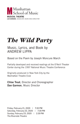 The Wild Party Music, Lyrics, and Book by ANDREW LIPPA