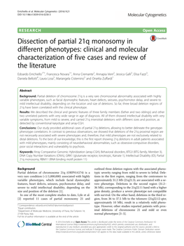 Dissection of Partial 21Q Monosomy in Different Phenotypes