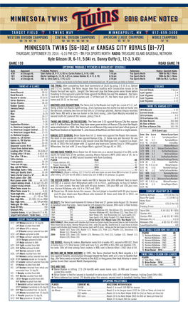 Minnesota Twins (56-102) at Kansas City