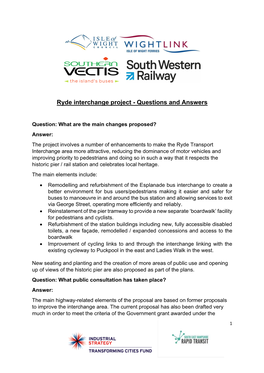 Ryde Interchange Project - Questions and Answers