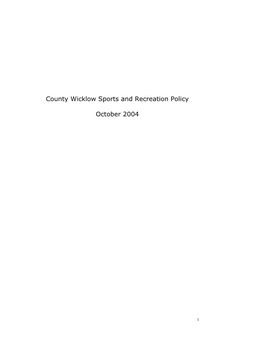 County Wicklow Sports and Recreation Policy October 2004