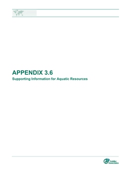 APPENDIX 3.6 Supporting Information for Aquatic Resources